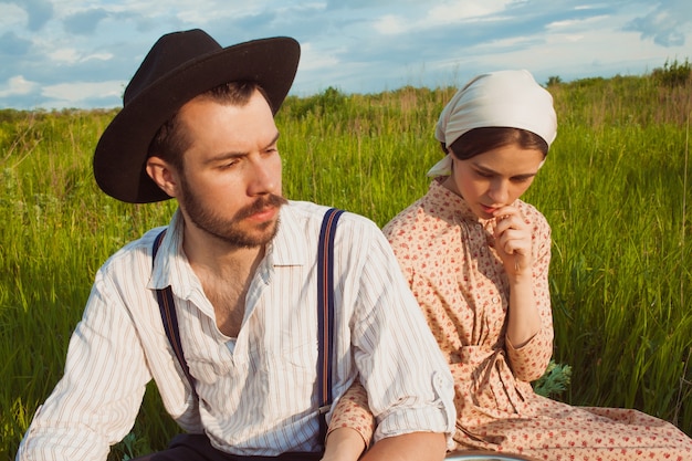 Young couple in the field