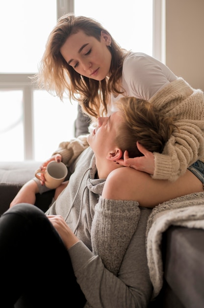 Young couple at home