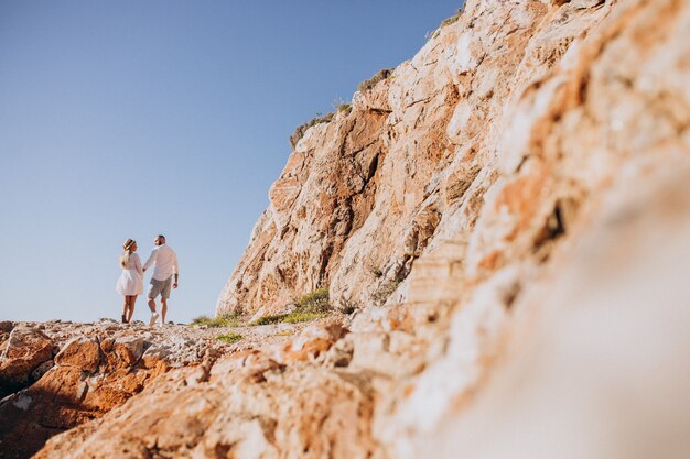 Young couple on honeymoon in Greece