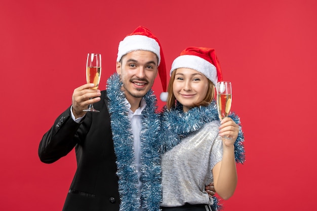 Free photo young couple just celebrating new year love christmas party