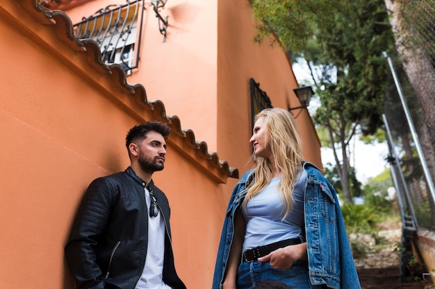 Young couple looking at each other