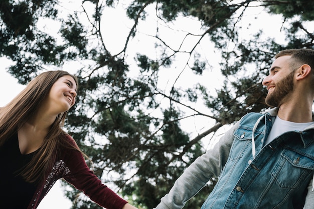 Young couple in love in garden