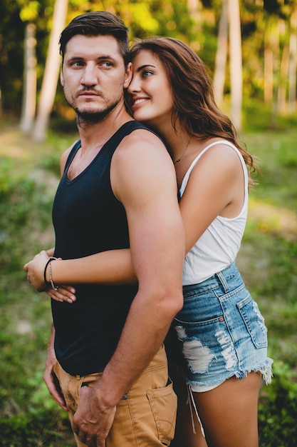 Young couple in love hugging