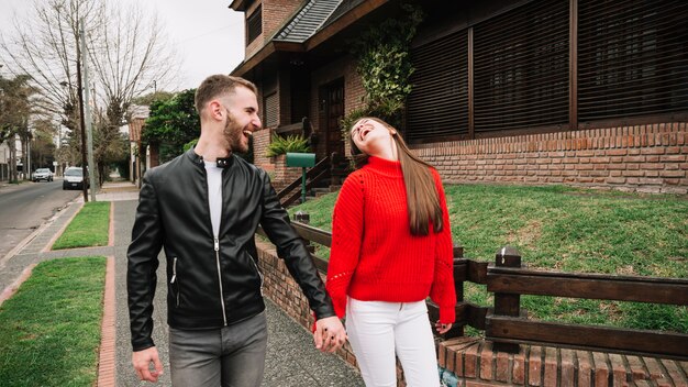 Young couple in love outdoors