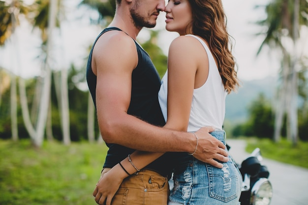 Young couple in love on the road