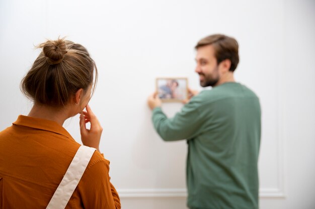 Young couple moving in new home