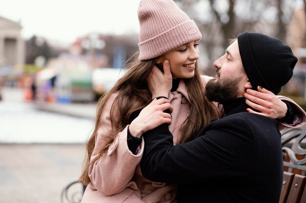 Free Photo young couple piggy back ride