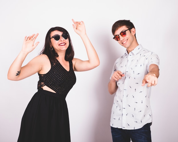 Young couple posing at the party