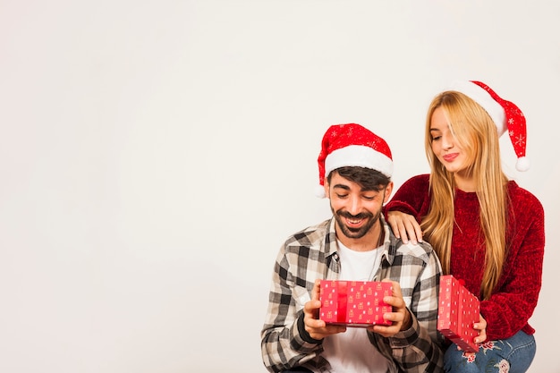 Young couple receiving presents