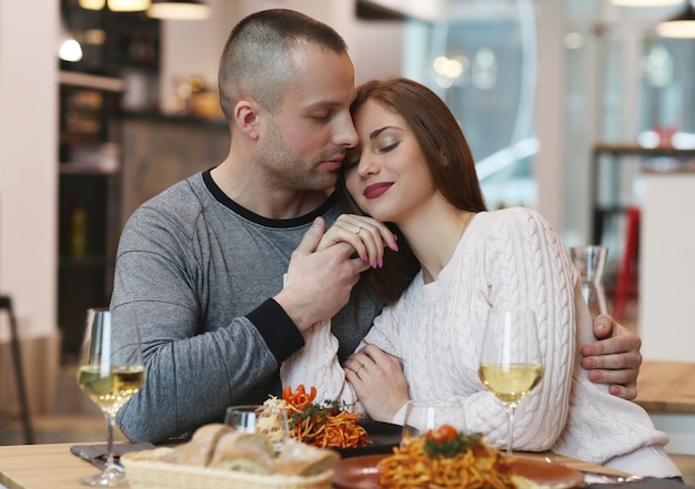 Young couple at the restaurant