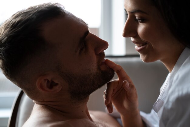 Young couple shearing their intimacy moments