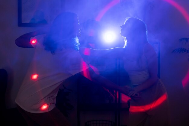 Young couple spending time together at night