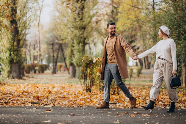 Free Photo young couple together in an autumn park