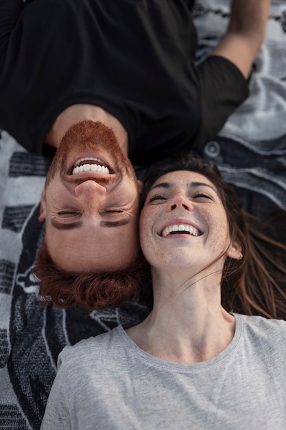 Free Photo young couple wearing blank shirt