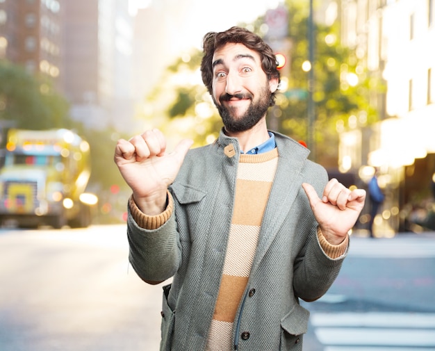 Free photo young crazy man happy expression