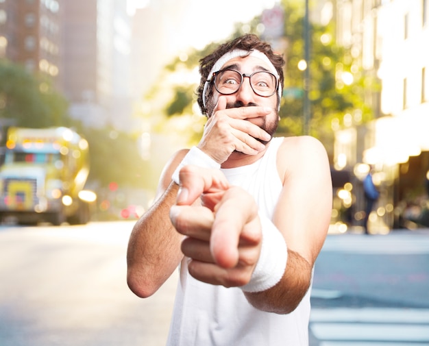 Free Photo young crazy sports man. happy expression