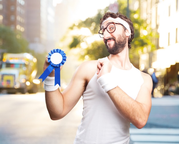 Free Photo young crazy sports man. happy expression