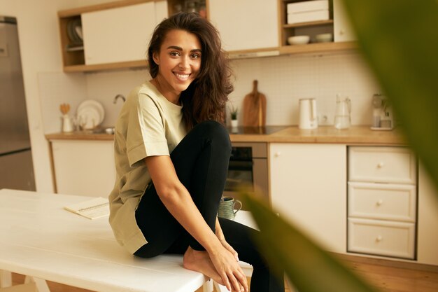 Young cute female posing indoor