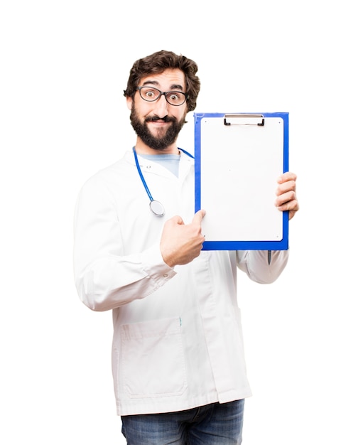 Free photo young doctor man with a report