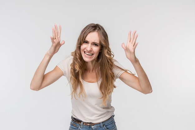 Young emotional surprised woman