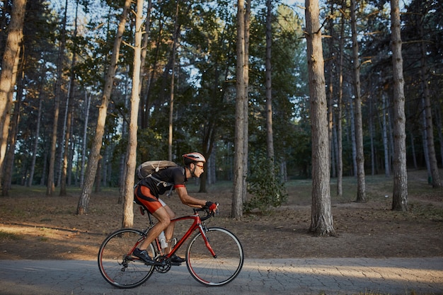 Young and energetic cyclist in the park