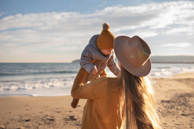 Young family enjoying their trip