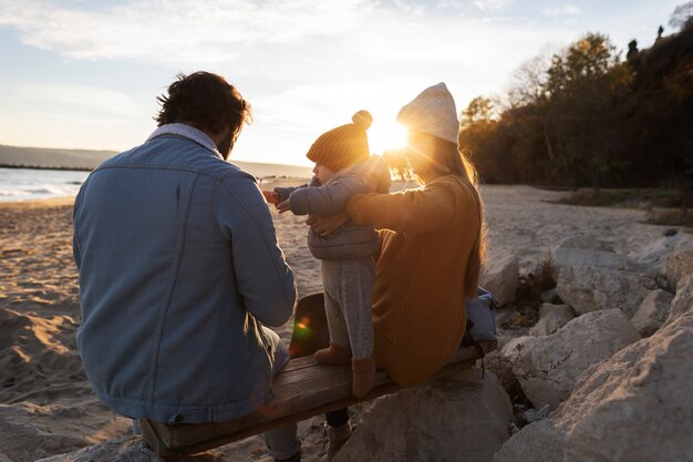 Young family enjoying their trip