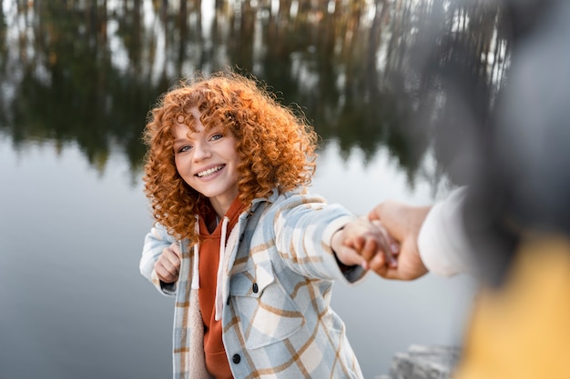 Free photo young family enjoying trip