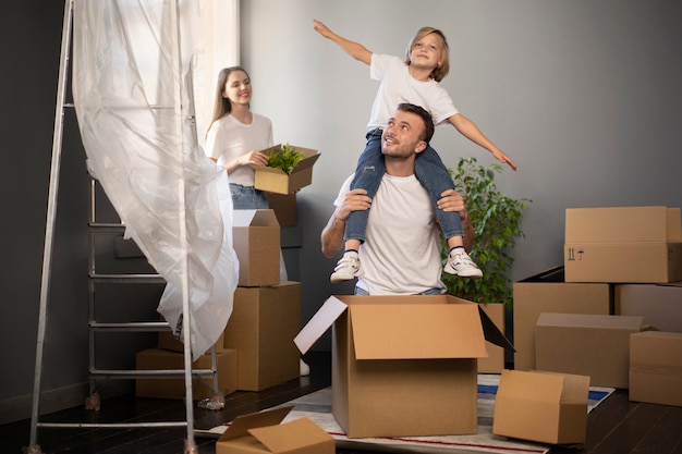 Young family moving into a new home