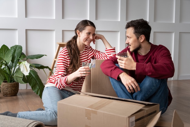 Young family moving into a new home