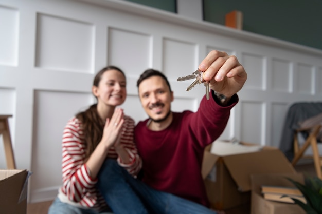 Young family moving into a new home