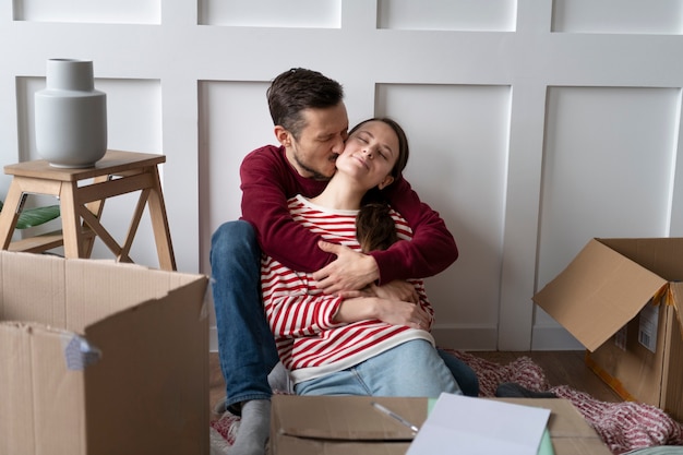 Young family moving into a new home