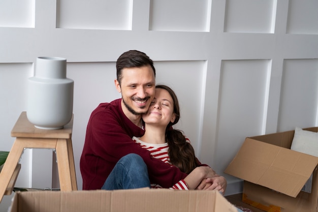 Young family moving into a new home