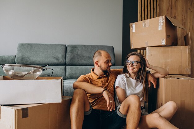 Young family moving into their new house