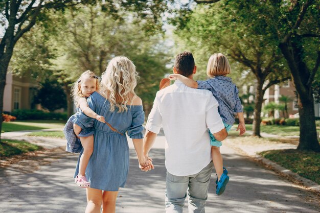 young family on the street