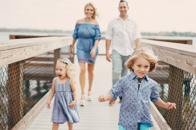 young family on the street