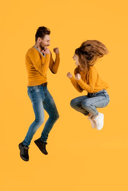 Young friends jumping