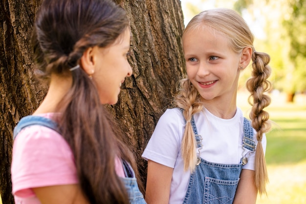 Young friends looking at each other