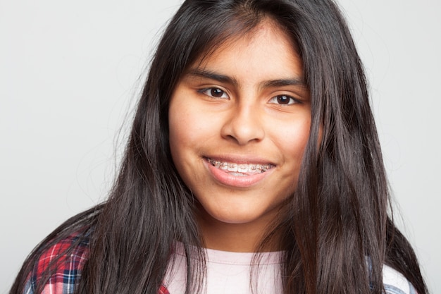 Young girl smiling close up