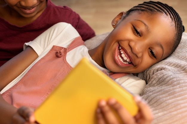 Young girls spending time at home