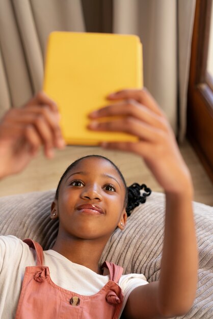 Young girls spending time at home