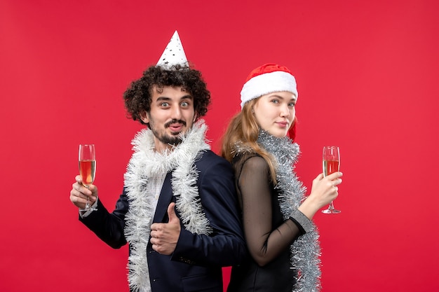 Free photo young happy couple celebrating new year party christmas love