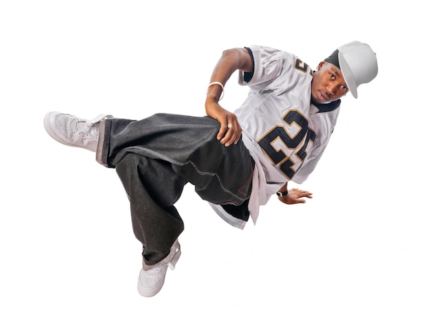 Young hip-hop dancer on white