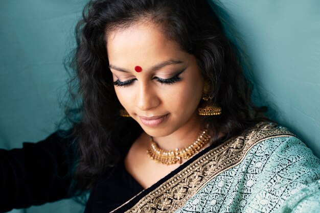 Young indian woman wearing sari