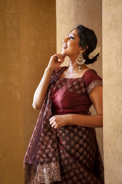 Young indian woman wearing sari