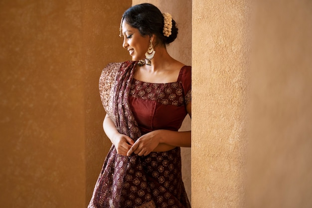 Young indian woman wearing sari