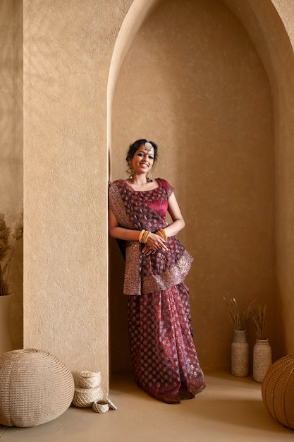 Free Photo young indian woman wearing sari