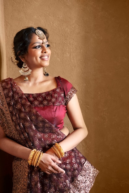 Young indian woman wearing sari