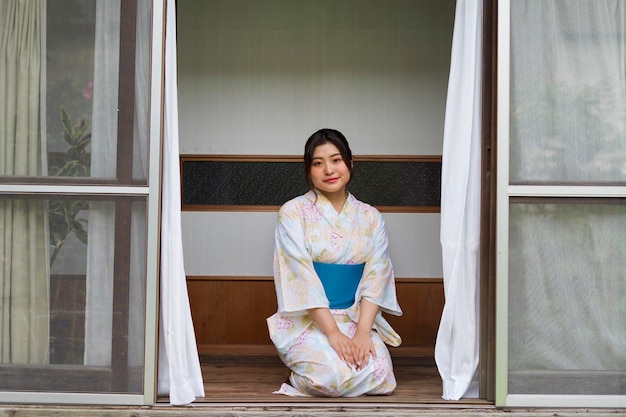 Young japanese woman wearing a kimono