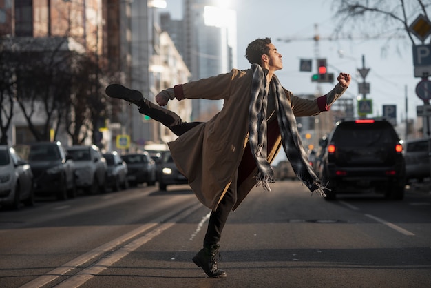 Young male dancing ballet